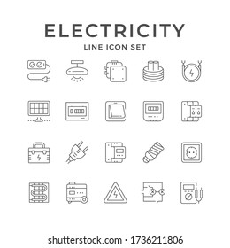 Set line icons of electricity