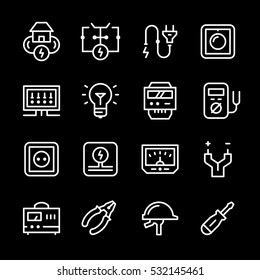 Set line icons of electricity