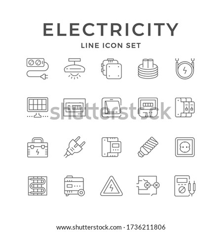 Set line icons of electricity