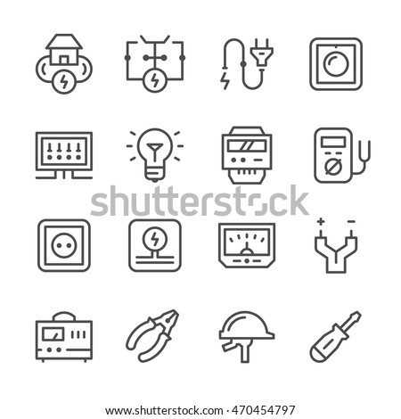 Set line icons of electricity