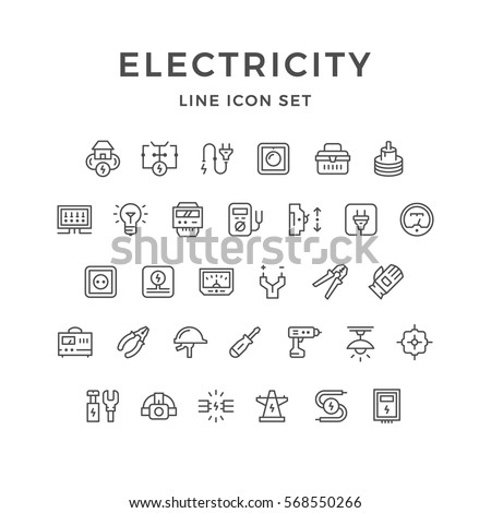 Set line icons of electricity