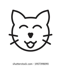 Set Of Line Icons, Emoticons, Cat Face, Happy Symbol Vector Illustration