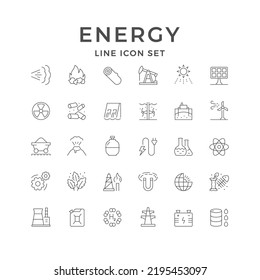 Set line icons of energy