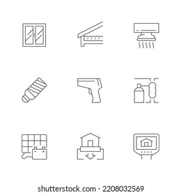 Set line icons of energy audit