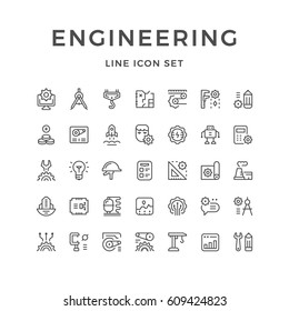 Set line icons of engineering