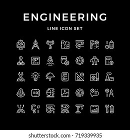 Set line icons of engineering