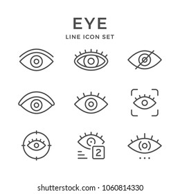 Set line icons of eye
