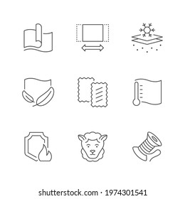 Set line icons of fabric