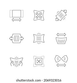 Set line icons of fabric stretching