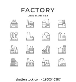 Set line icons of factory or plant