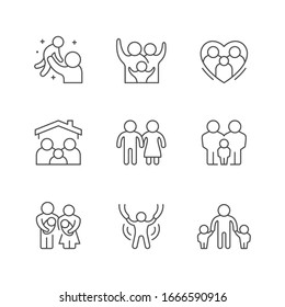 Set line icons of family