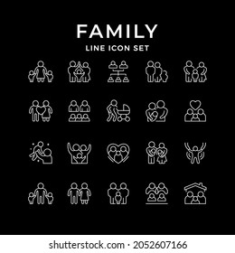 Set line icons of family