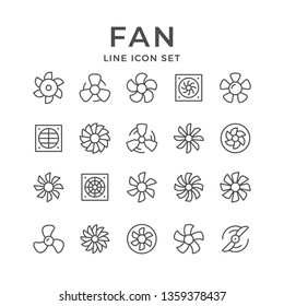 Set line icons of fan