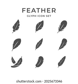 Set line icons of feather isolated on white
