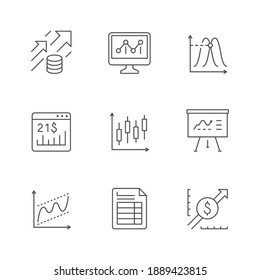 Set line icons of financial analytics