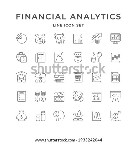 Set line icons of financial analytics