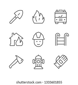 Set line icons of firefighting