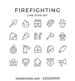 Set line icons of firefighting