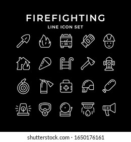 Set line icons of firefighting