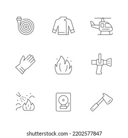 Set line icons of firefighting