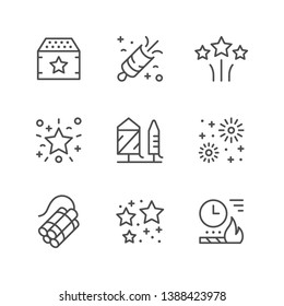 Set line icons of firework