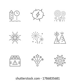 Set line icons of firework