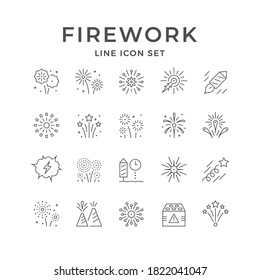 Set line icons of firework