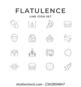 Set line icons of flatulence