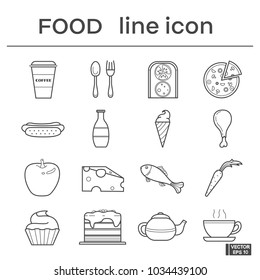 Set of line icons, food.
