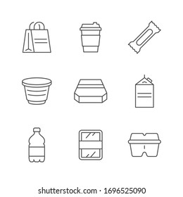 Set line icons of food packaging