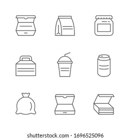 Set line icons of food packaging