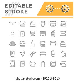 Set line icons of food packaging
