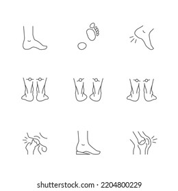 Set line icons of foot disease