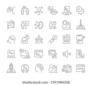 Set of line icons of foreign language for modern concepts, web and apps. 