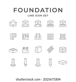 Set line icons of foundation isolated on white