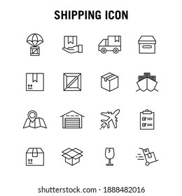Set of line icons for freight forwarding services. Suitable for design elements of online trading applications, goods service delivery, shipping and cargo. Courier logistic outlined icon collection.