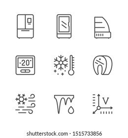 Set line icons of fridge