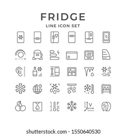 Set line icons of fridge svg