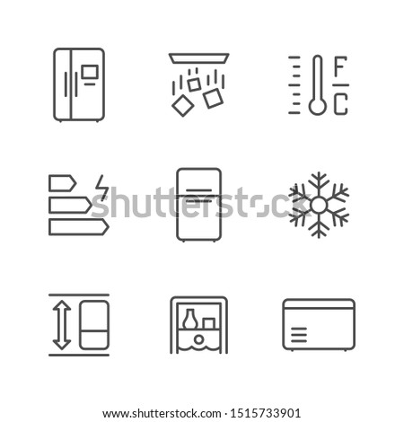 Set line icons of fridge