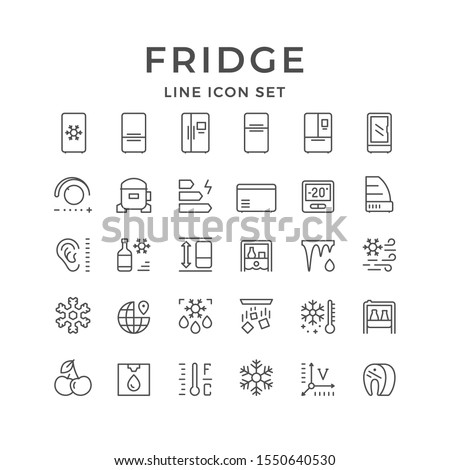 Set line icons of fridge