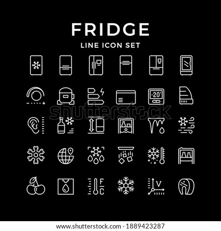 Set line icons of fridge