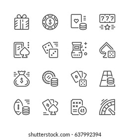 Set line icons of gambling