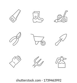 Set line icons of gardening