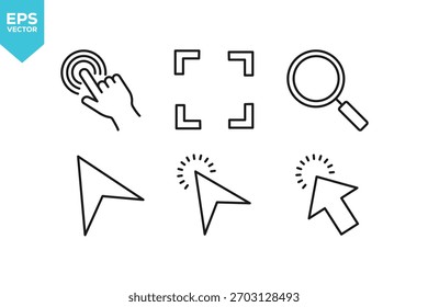 Conjunto de ícones de linha Gesture. Ilustração de estoque de coleção de ícones de estrutura de tópicos