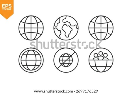 Set of line icons Globe. Outline icons collection stock illustration stock illustration