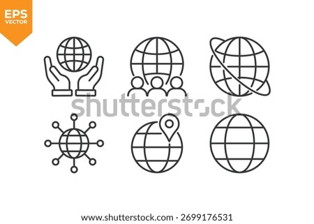Set of line icons Globe. Outline icons collection stock illustration stock illustration