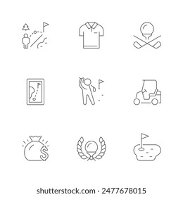 Set line icons of golf