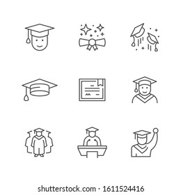 Set line icons of graduation