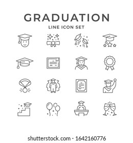 Set line icons of graduation