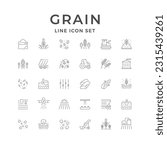 Set line icons of grain